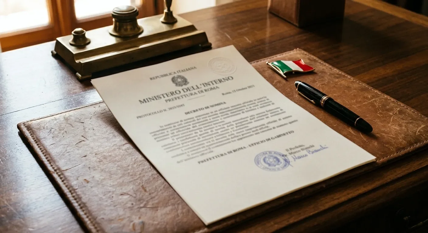 Documento ufficiale ADM Agenzia Dogane Monopoli con sigillo italiano sul tavolo legale