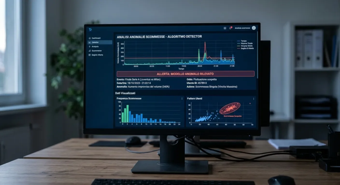 Analisi visiva di un pattern anomalo di scommessa rilevato da un algoritmo