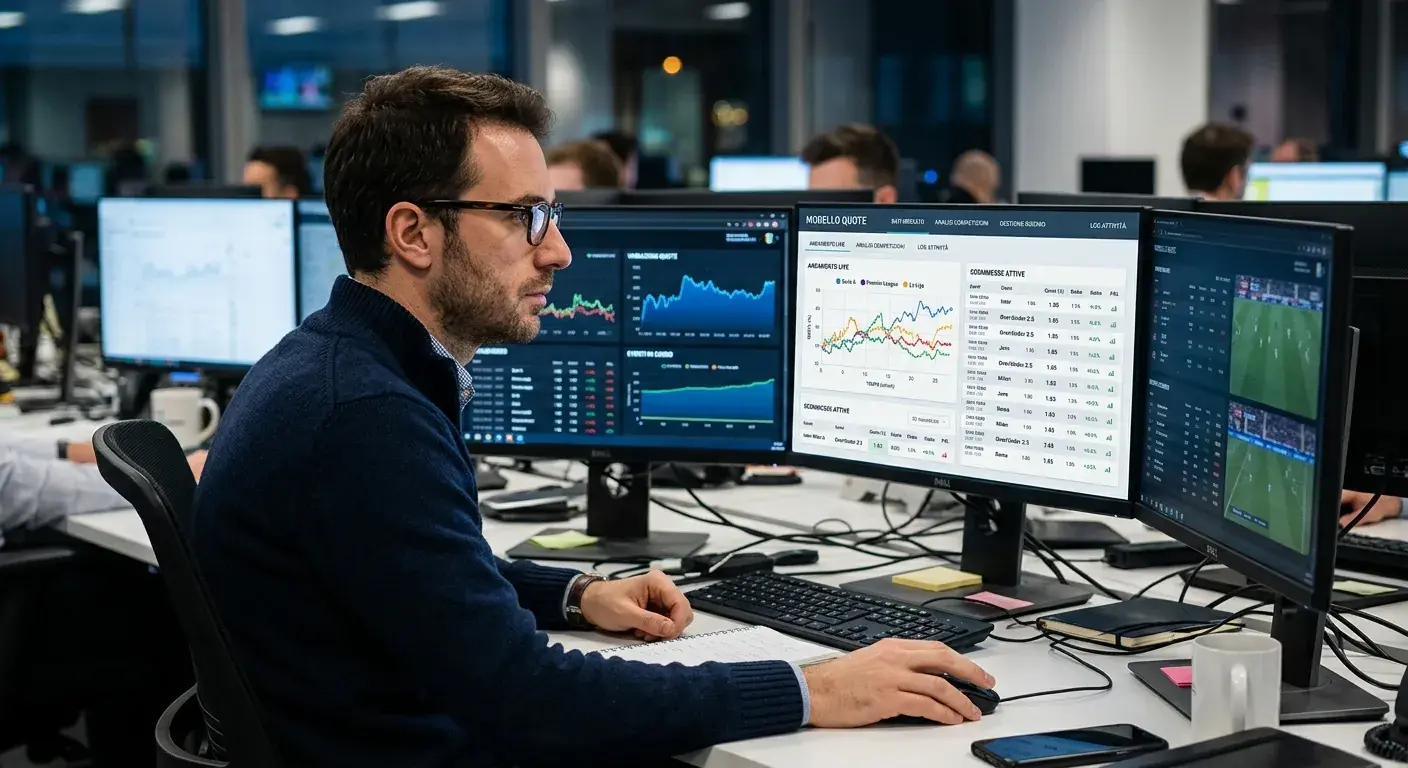 Trader di un bookmaker analizza dati storici e modelli per fissare le quote UFC