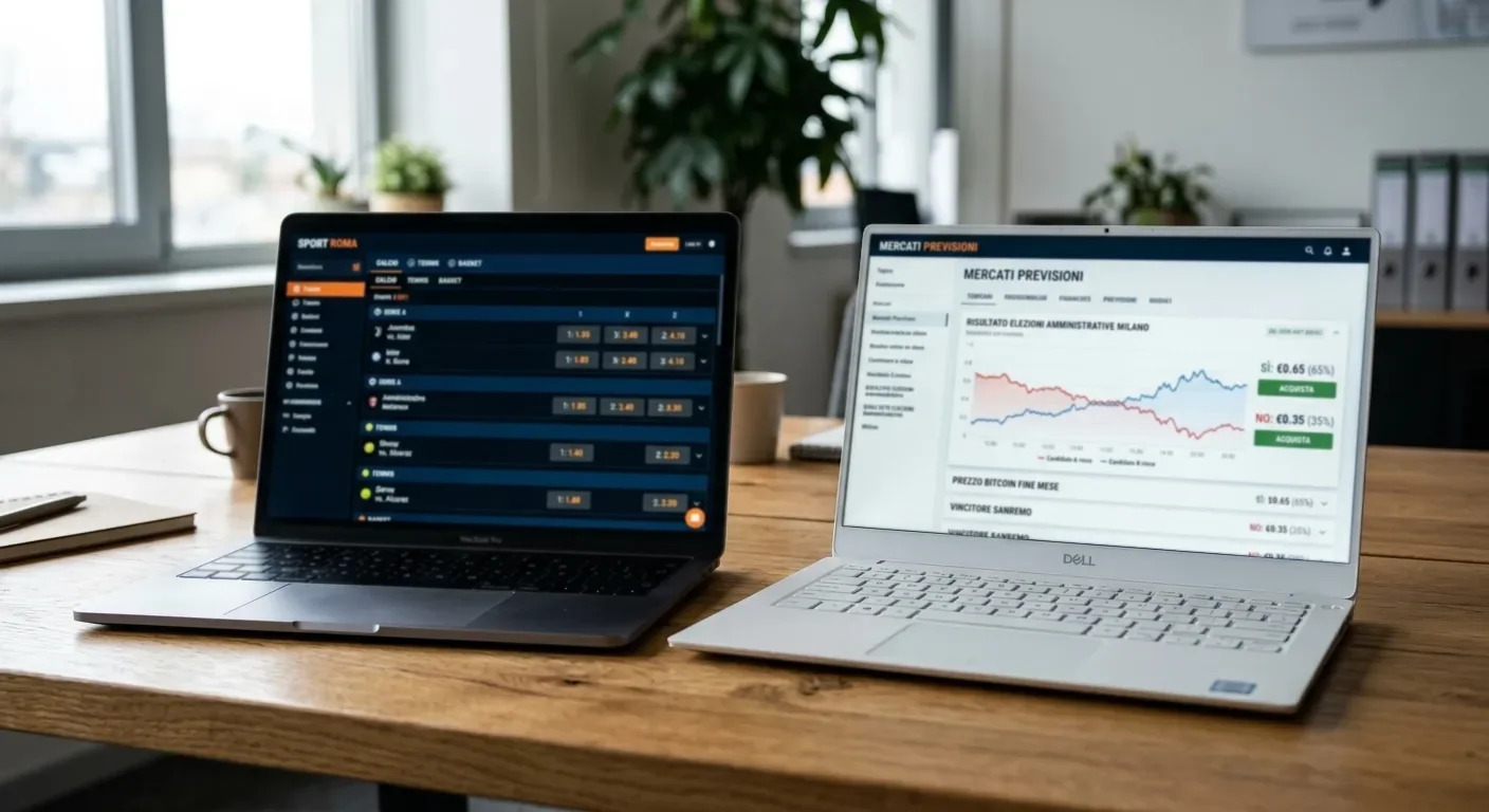 Confronto visivo tra una quota bookmaker tradizionale e un prezzo di prediction market