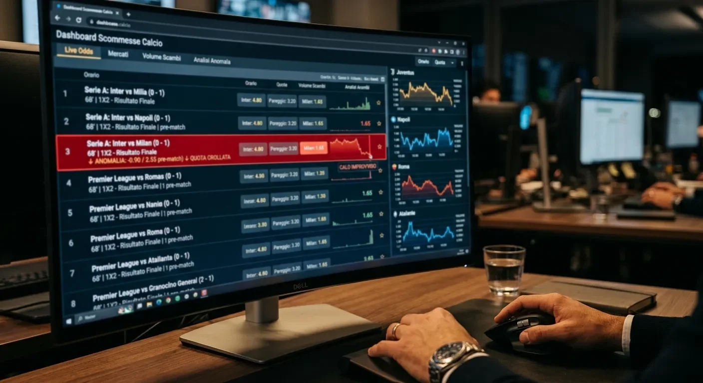 Schermo di monitoraggio quote UFC con un movimento sospetto su un incontro