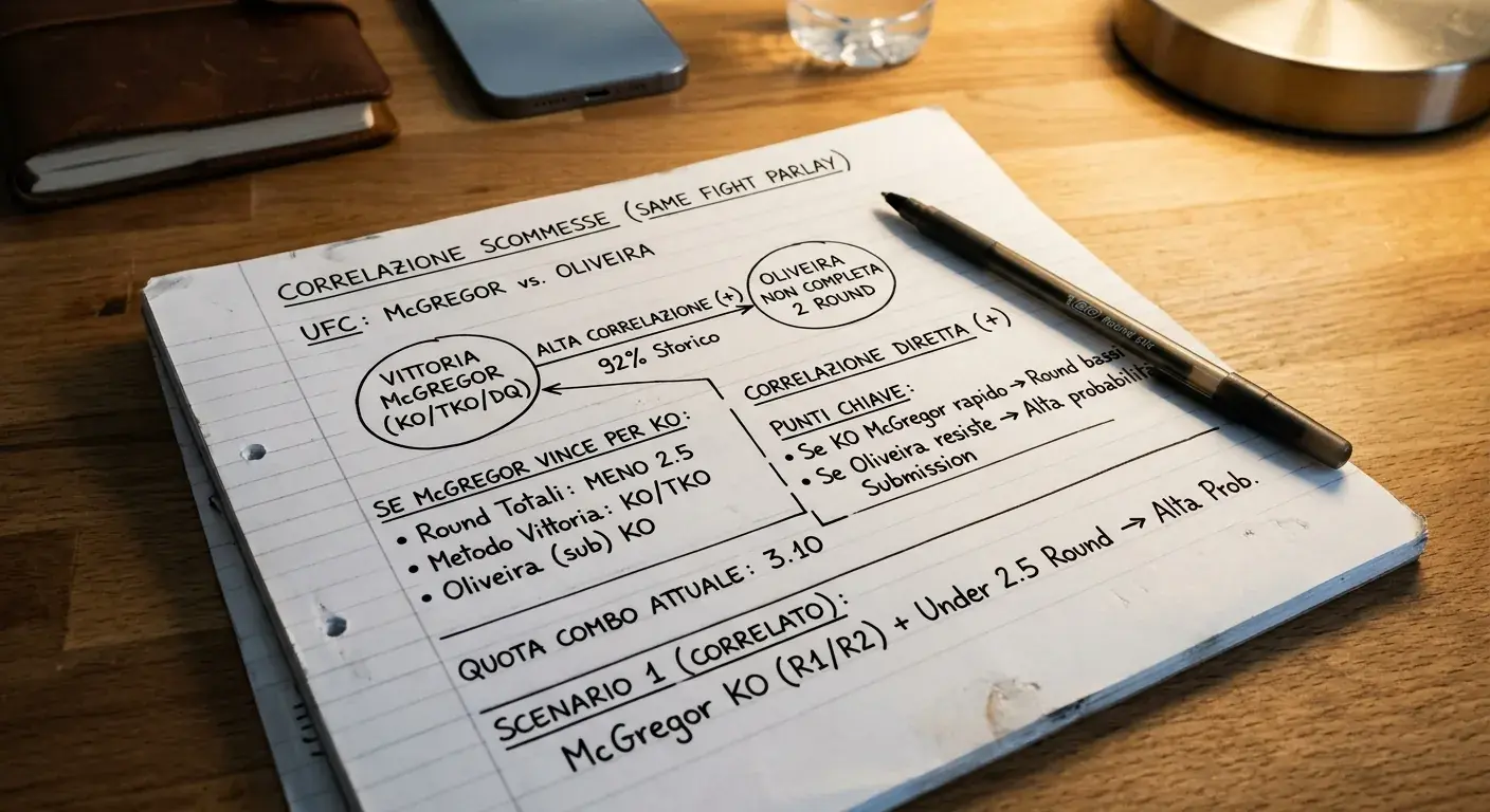 Diagramma di correlazione tra selezioni in una same fight parlay