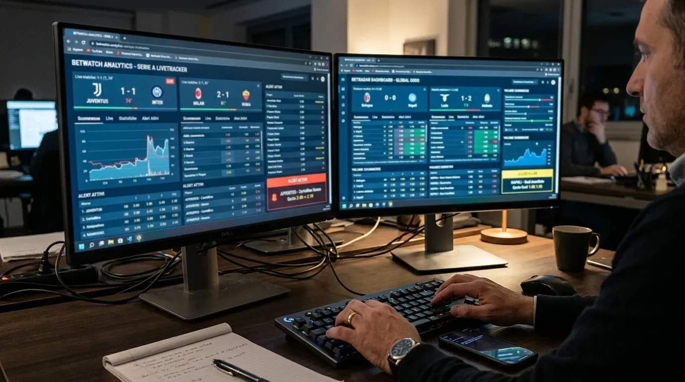 Dashboard di monitoraggio dell'integrità delle scommesse sportive con avvisi attivi