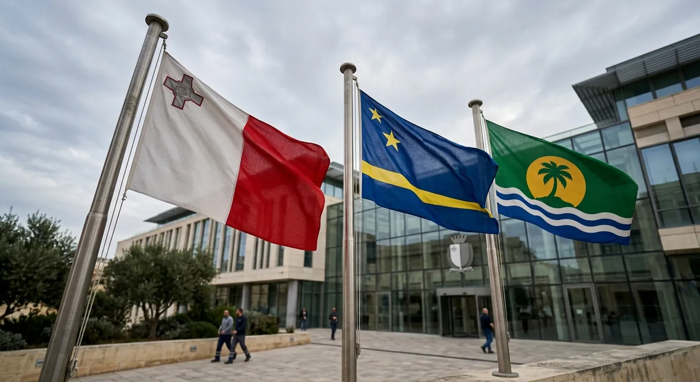 Bandiere di Malta Curaçao e Anjouan giurisdizioni licenze gaming internazionali