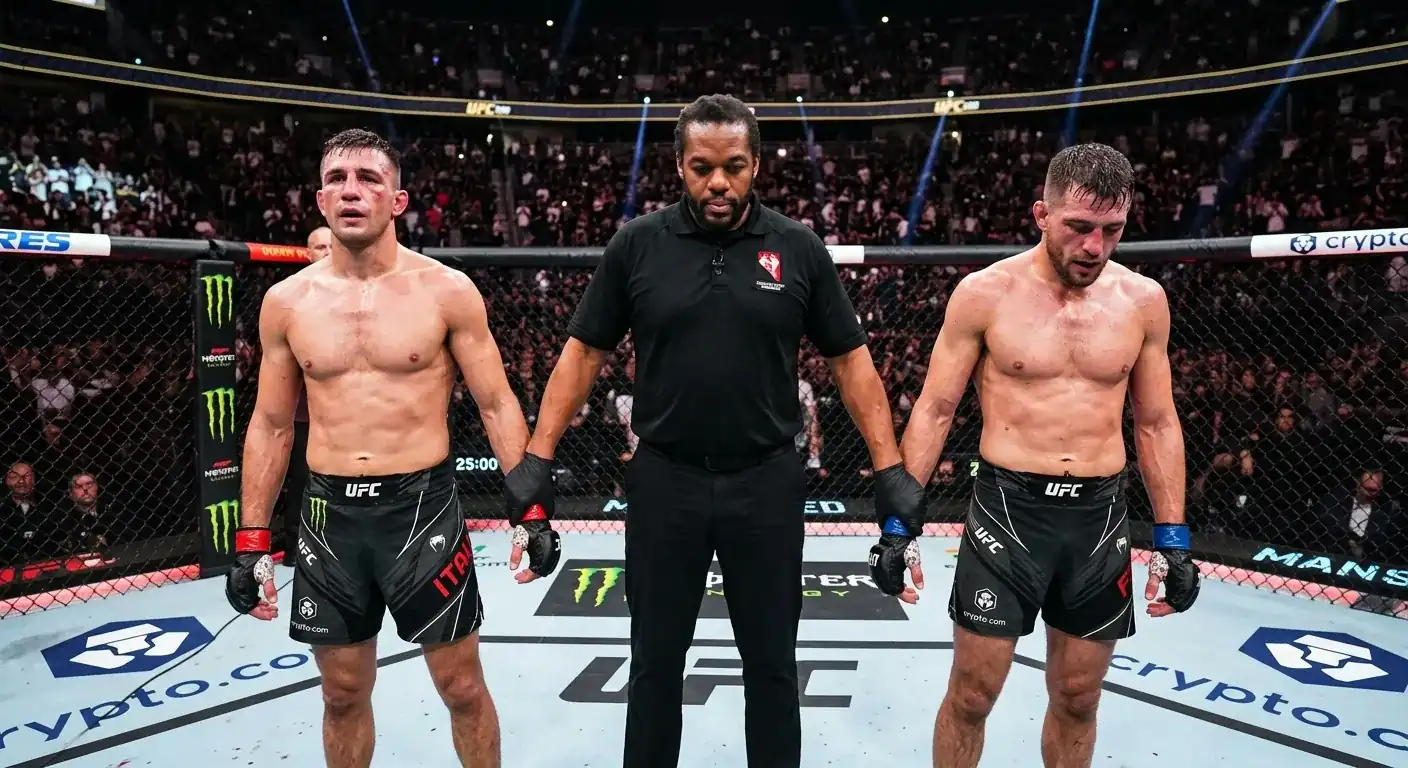 Annuncio della decisione dei giudici al termine di un fight UFC lightweight da cinque round