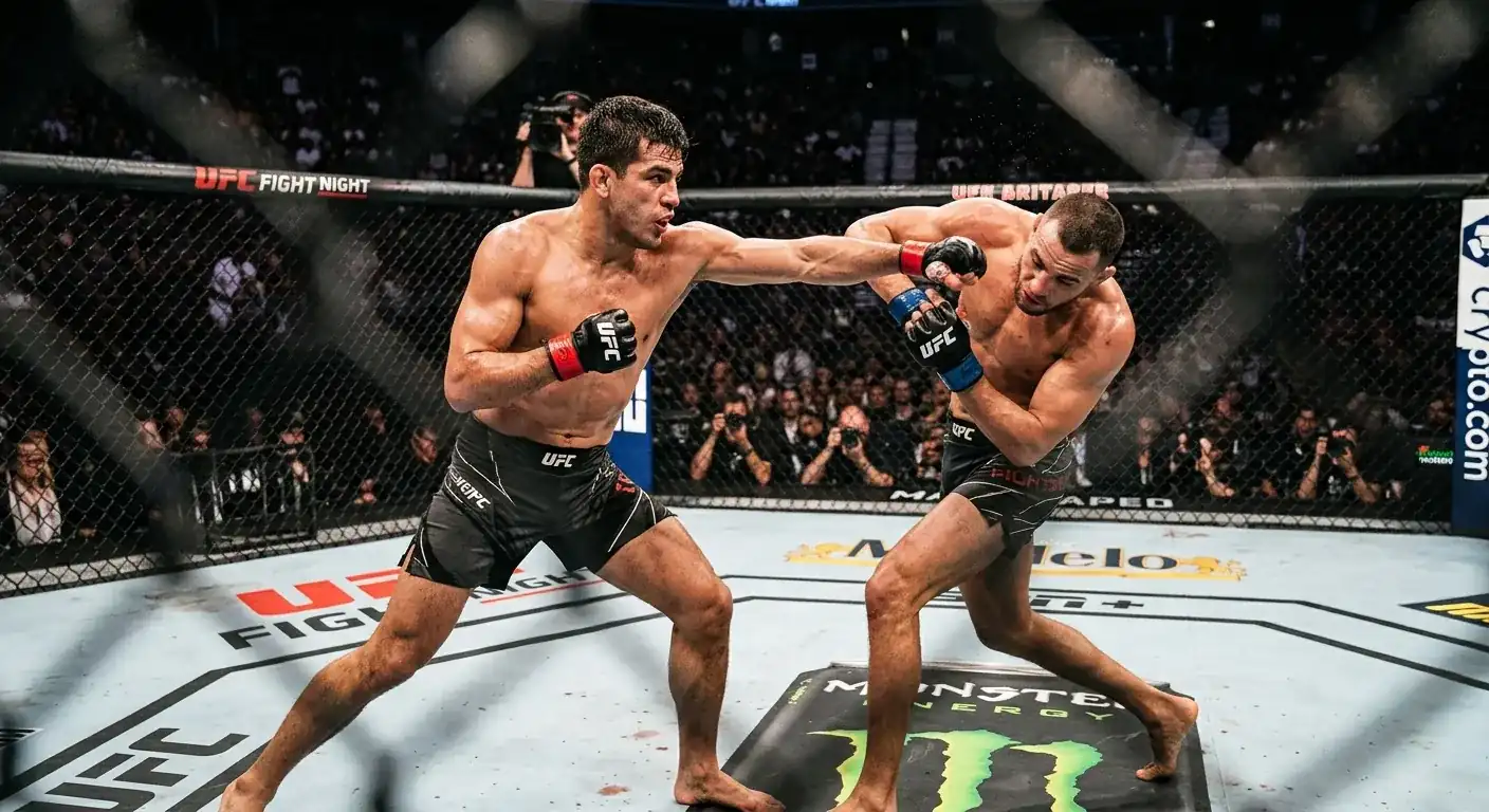 Scena di azione durante un round UFC in diretta utile per scommesse live in-play