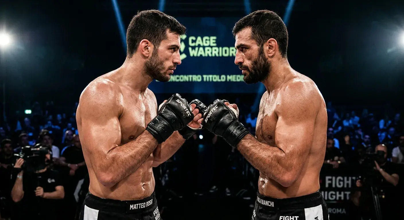 Due fighter UFC durante il faceoff ufficiale prima del match in moneyline