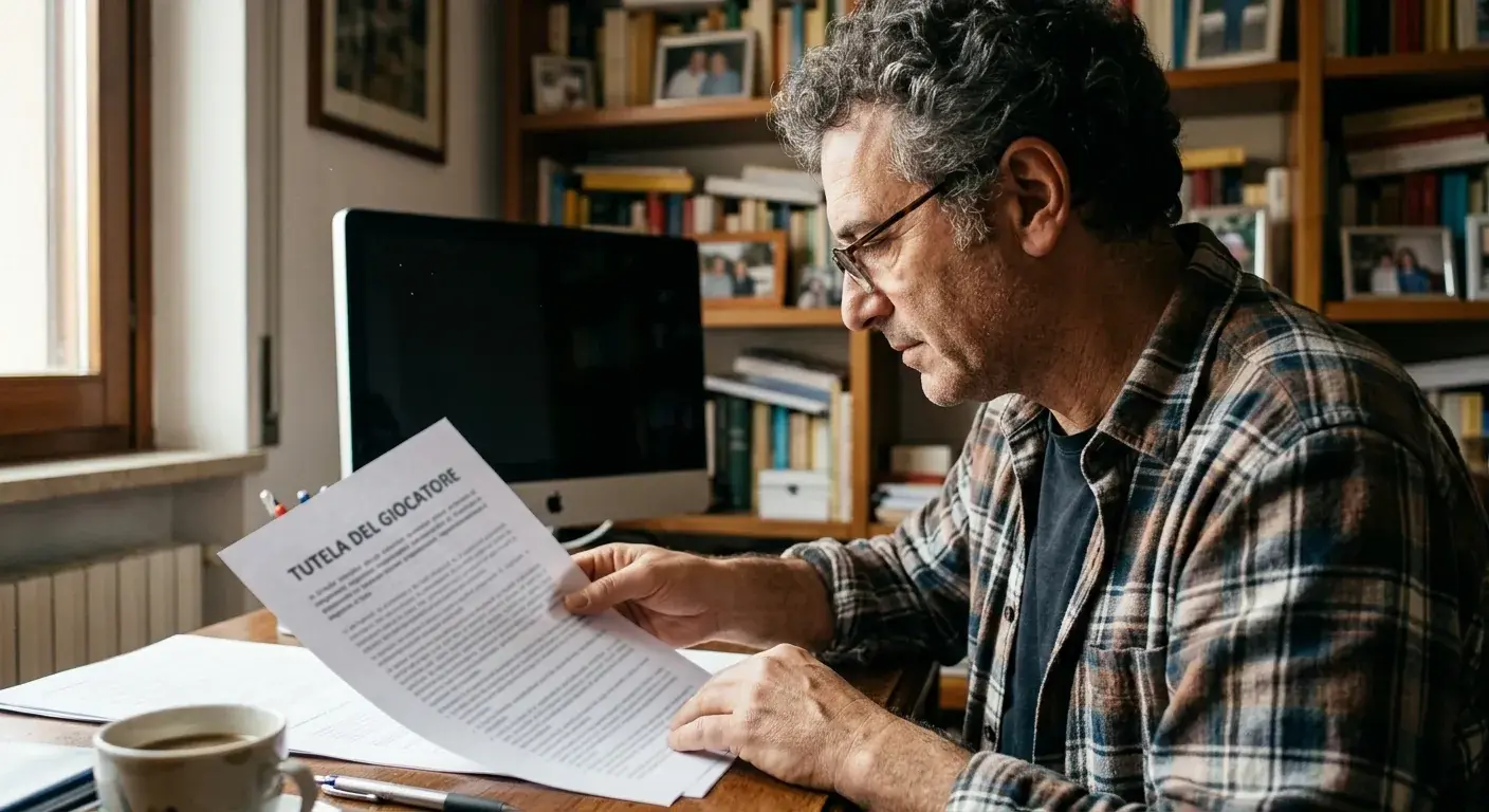 Persona consulta documenti del Registro Unico Autoesclusioni RUA dell'ADM